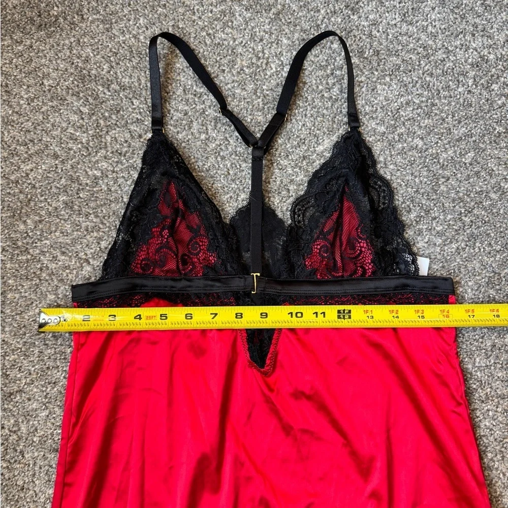 Luxurious Scarlet and Ebony Lace Slip
